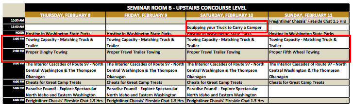 Seattle RV Show Seminar Schedule