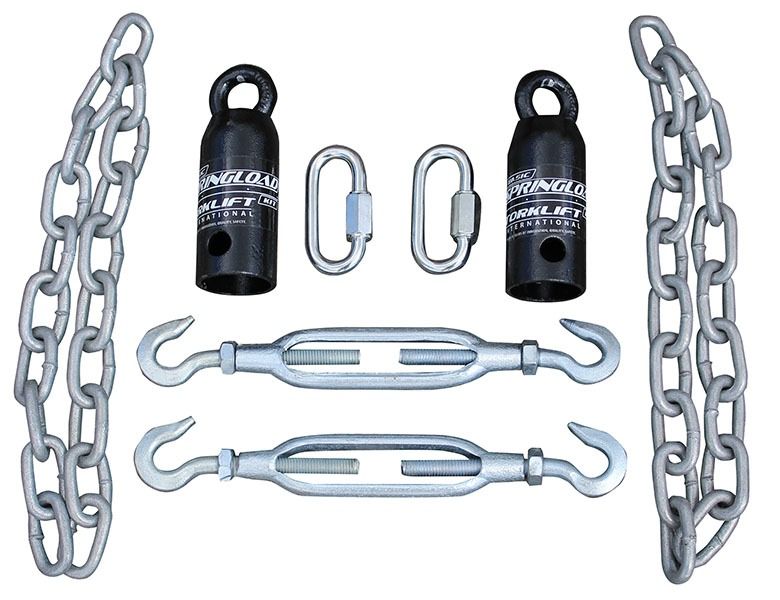Two quick links and two heavy-duty forged steel turnbuckles