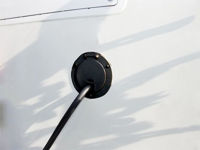 Fortress PowerLock covers RV Shore Power Cord access door