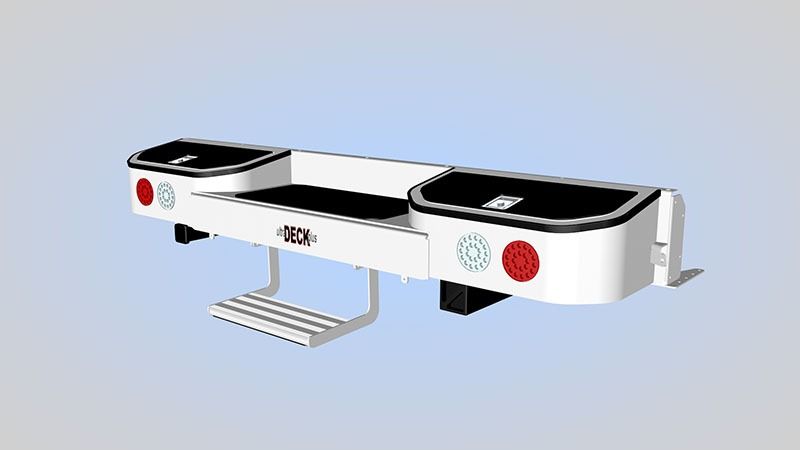 Deck slide extended has a 600 pound capacity.