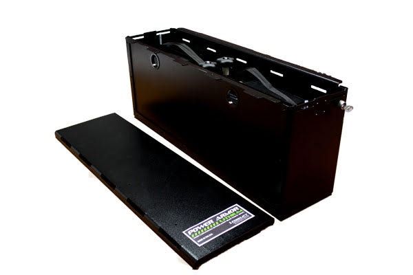PowerArmor lithium features a slide top lid that locks into place