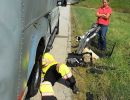 Truck after tire blowout - Camper secured
