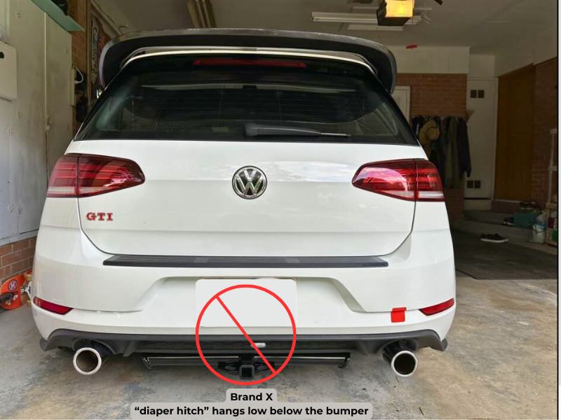 Example of a bulky diaper-style hitch