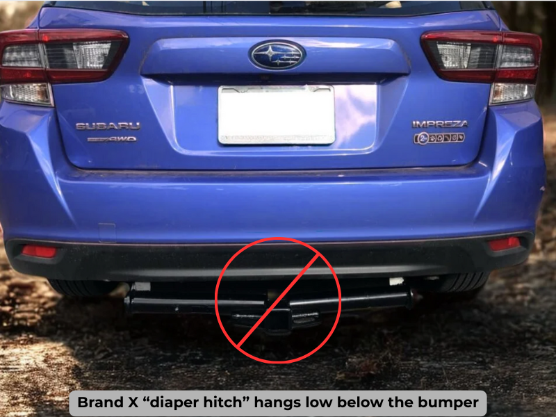 Example of a bulky diaper-style hitch