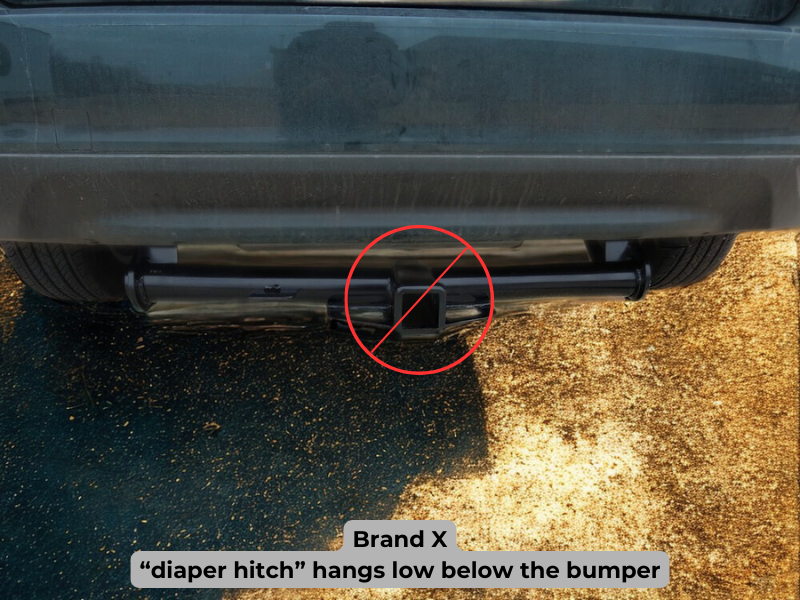 Example of a bulky diaper-style hitch