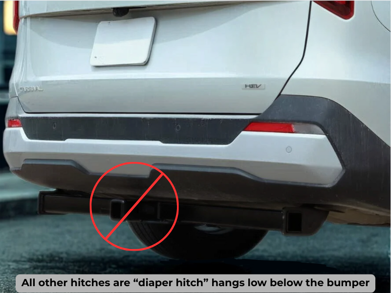 Example of a bulky diaper-style hitch