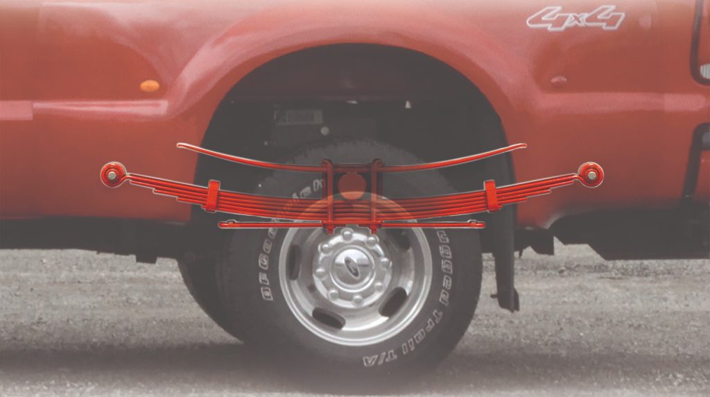 Leaf spring representation under truck bed